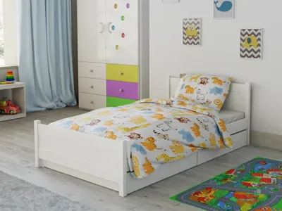 Obrázok produktu pre Bavlnené obliečky do postieľky Zoo biele