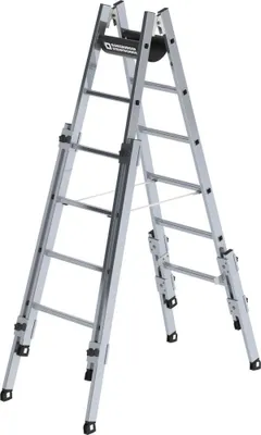 Produktbild von Günzburger Steigtechnik Aluminium Stehleiter 2x6 Sprossen treppengängig - 033512
