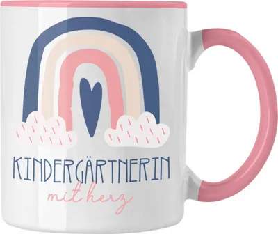 Produktbild von Trendation - Kindergärtnerin Tasse Geschenk Danke Kaffeetassse Geschenkidee für Erzieherin mit Herz Spruch (Rosa)