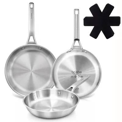 Productafbeelding van Panenset, roestvrij staal, 3-delig, 20-24-28 cm, geschikt voor inductiekookplaten