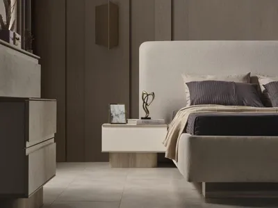 Image de Chambre à coucher 6 pcs lit design de luxe 2x tables de chevet Aménagement moderne