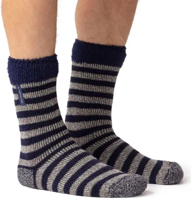 Produktbild von Herren Original Lumi Schlafsocken mit Federbund - Marineblau & Grau