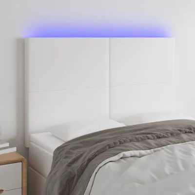 Produktbild von Möbel LED Kopfteil Weiß 144x5x118/128 cm Kunstleder - Kopfteile &35645