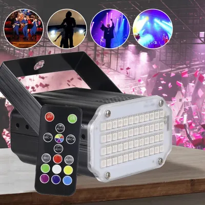 Obrázek produktu pro DJ disco stage party světla - 48 RGB LED stroboskopických světel aktivovaných zvukem s dálkovým ovládáním pro vnitřní narozeniny Halloween karaoke klub KTV