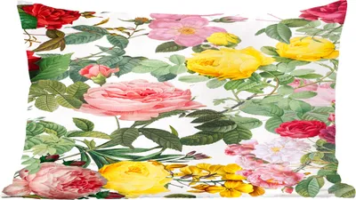 Produktbild von MuchoWow® Zierkissen Sofakissen Wohnzimmer Dekokissen 50x30 cm Blumen - Gelb - Rosa - Weiß - Wohnzimmerdekoration - Polster mit Photo