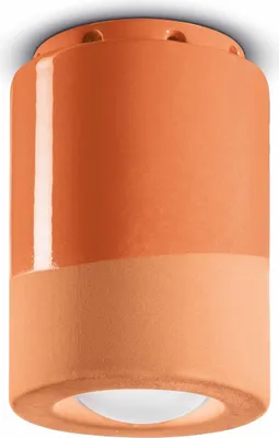 Produktbild von Deckenlampe Keramik E14 rund Ø 8,5 cm Aufputz Orange Retro Keramikleuchte