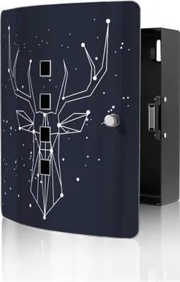 Produktbild von banjado Design Schlüsselkasten aus Edelstahl für 10 Schlüssel, Schlüsselschrank 24 x 21,5 x 7cm groß mit Magnetverschluss,  Sternbild Hirsch [BWSK 12854]