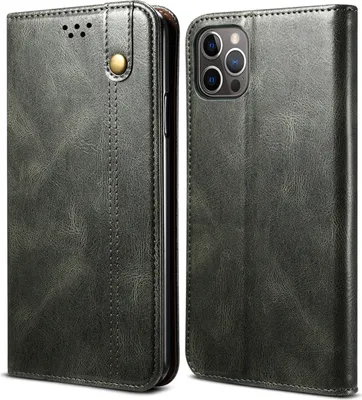 Produktbild von iPhone 12 Pro Hülle, LaimTop Leder Flip Brieftasche Schutzhülle für iPhone 12 Pro Grün