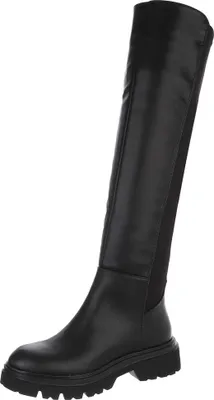 Produktbild von Ital-Design Damen Stiefel Overknees Leicht gefüttert Textiloptik, Lederoptik Plateaustiefel 90109939 Schwarz Gr.  39