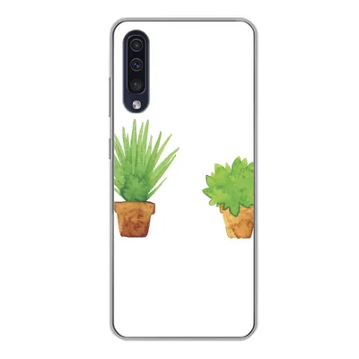 Produktbild von MuchoWow® Handyhülle Schutzhülle Hülle für Samsung Galaxy A50 Blumentopf - Aquarell - Pflanzen Silikon Softcase Handy Hülle - Mobiltelefonhülle