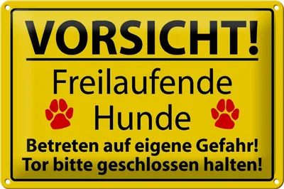 Produktbild von Blechschild Hinweis 30x20cm Vorsicht Freilaufende Hunde