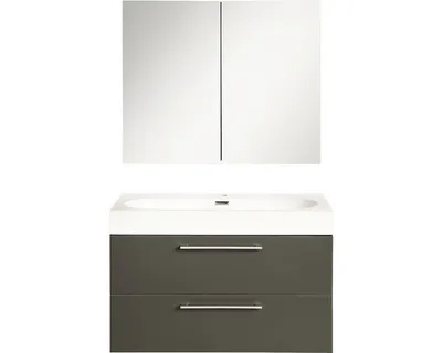 Produktbild von Differnz Badmöbel-Set Somero BxHxT 60 x 120 x 38 cm Frontfarbe anthrazit mit Waschtisch Mineralguss weiß