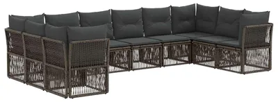 Image de Ensemble de canapés de jardin vidaXL, 10 pièces, gris, en résine tressée