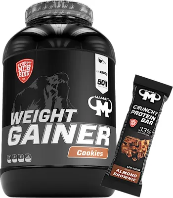 Produktbild von Mammut Nutrition - Weight Gainer 4500 g Dose - 50 Portionen + GRATIS Protein Bar (Almond Brownie), Geschmack: Cookies