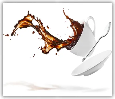 Produktbild von Tulup Glas Herdabdeckplatte Glaskeramikkochfeld-Abdeckung Spritzschutz Glasabdeckplatte Kochplattenabdeckung und Schneidebrett - Einteilig - 60x52 cm Verschütteter Kaffee