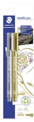 Produktbild von STAEDTLER 8323 Metallic Stift Blisterkarte mit 2 Farben (gold, silber)
