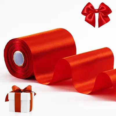 Obrázek produktu pro Saténová stuha, červená, 10 cm x 10 m, silná, vhodná pro dekorace na oslavy