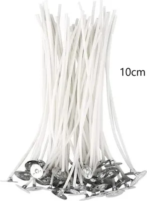 Produktbild von Kerzendochte 50 Stk. 10 cm lang mit Metallfuß, 100% natürlich aus Baumwolle, 50 St. Candle Wick | Runddocht, Teelichtdochte für DIY Kerzenherstellung