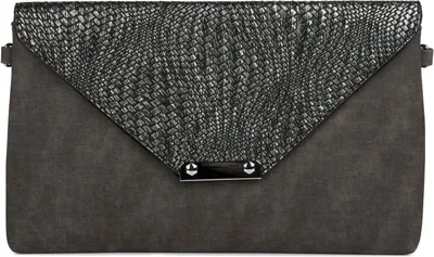 Produktbild von styleBREAKER Damen Clutch Envelope Flecht Optik 33.5x20cm, Schwarz