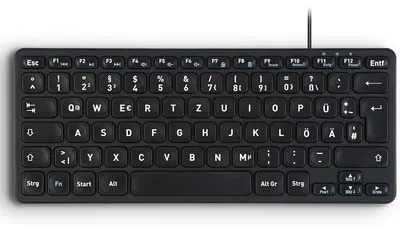 Produktbild von Perixx PERIBOARD-416 DE kabelgebunden USB Mini Tastatur mit 4 Hubs schwarz - Tastatur - USB 2.0