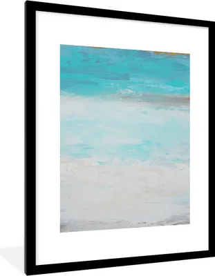 Produktbild von MuchoWow® Gerahmtes Poster Farbe - Blau - Weiß - Kunst 60x80 cm - Poster mit Schwarzem Bilderrahmen Wandposter Rahmen Foto Bilder - Wohnzimmer - Dekorationen - Prämie