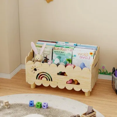 Zdjęcie produktu dla Drewniana biblioteczka i półka na zabawki do pokoju dziecięcego i kącika do czytania