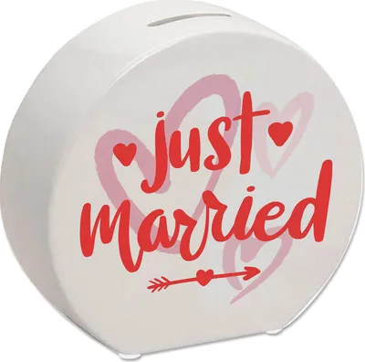 Produktbild von Just married Hochzeit Spardose mit Spruch
