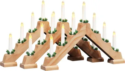 Produktbild von vidaXL Weihnachtskerzenbrücke mit 7 LEDs 3 pcs Braun 39,5 x 5 x 29 cm