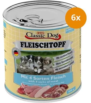 Produktbild von BTG Classic Dog Classic Dose Fleischtopf Junior Mit 4 Sorten Fleisch, Junior, Fleisch, 800 g