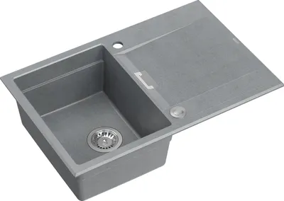 Produktbild von QUADRON Spülbecken 1-Becken Spüle | Größe: 76 x 50 x 21,5 cm | OWEN 111 | Küchenspüle Granitspüle aus GraniteQ mit Siphon | Grau & Stahl