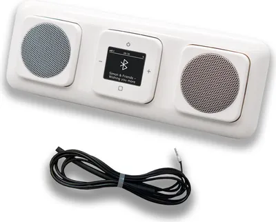 Produktbild von Busch Jäger DAB+ Unterputz Bluetooth Radio Set 8217U-101 inkl. 2x Lautsprecher im 3 fach Rahmen in REFLEX SI Alpinweiß inkl. 0,9m EBROM Wurfantenne 8217U - 8217 U - 8217 U-101