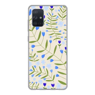 Produktbild von MuchoWow® Handyhülle Schutzhülle Hülle für Samsung Galaxy A51 5G Blume - Blätter - Blau Silikon Softcase Handy Hülle - Abbildung