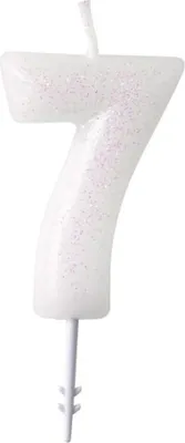 Obrázok produktu pre Čísla Narodeninová sviečka Glitter White Pink 6,5cm | Číslo 7