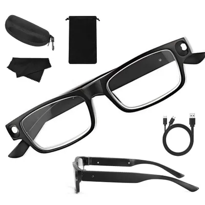 Produktbild von 300% Lupenbrille mit Licht, USB Wiederaufladbare LED Beleuchtete Vergrößerungsbrille, Freihändige Leselupe mit Licht für Senioren zum Arbeiten Lesen