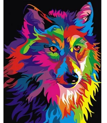 Obrázek produktu pro Vyšívání křížkové sada - Vlk Pop Art 32 x 40 cm