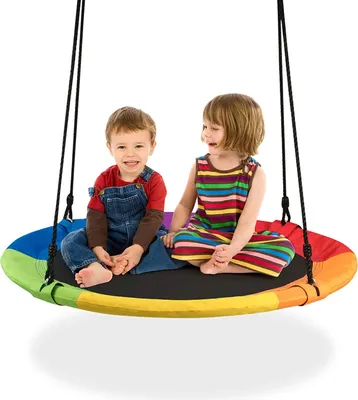 Produktbild von GOPLUS Nestschaukel, Ø 100cm Schaukeln, bis zu 150kg, Höhenverstellbar Hängeschaukel, Rundschaukel fur Kinder und Erwachsene