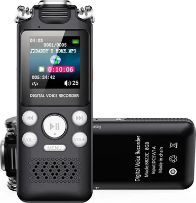 Produktbild von Digitaler Sprachrekorder mit Wiedergabe, sprachaktiviertem Rauschunterdrückungsrekorder, MP3-Player für Vorträge, Besprechungen, Interviews, Typ-C-Schnittstelle, schwarz, 16 GB