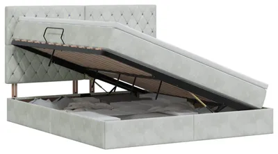 Produktbild von vidaXL Aufbewahrungsbett mit Matratze Hellgrau 140 x 190 cm Samt
