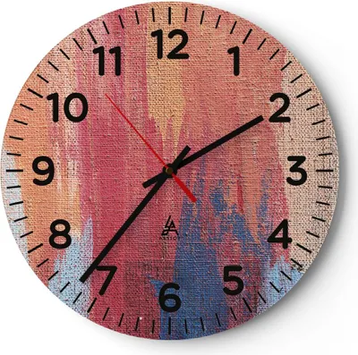 Produktbild von Wanduhr - Rund - Glasuhr - Die Farben Farben Abstraktion - 40x40cm - Schleichendes Uhrwerk - Lautlos - zum Aufhängen bereit - Dekoration Modern - Wanddekoration aus Glas - C4AR40x40-5069