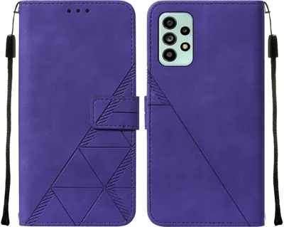 Produktbild von Galaxy A53 5G Hülle, Schlank Prägung Flip Leder Kartenfächer Schutzhülle mit Ständer für Samsung Galaxy A53 5G Lila