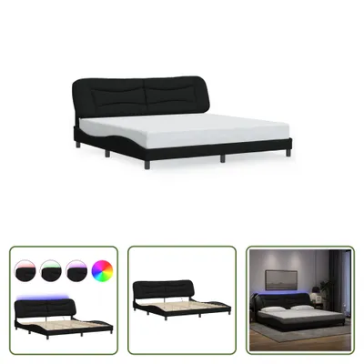 Produktbild von The Living Store Bettgestell mit LED Schwarz 200x200 cm Stoff