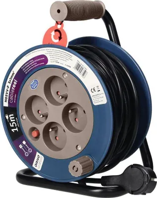 Image de Enrouleur de câble Rallonge MINI grise 3x1mm ? 15m 4x2P+E 7390
