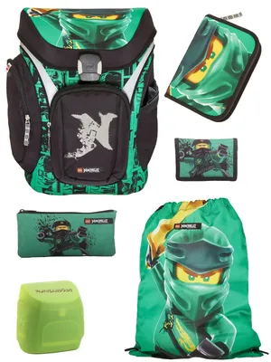 Produktbild von Lego Ninjago Schulranzen Set EXPLORER Golden Power 6-teilig mit Federmappe; grüner Ninja Lloyd