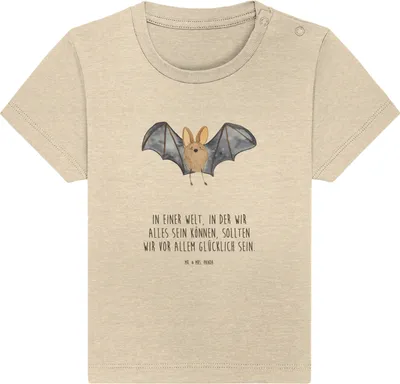 Produktbild von Mr. & Mrs. Panda Organic Baby Shirt Fledermaus Flügel 24. - 36. Monat - Natural Raw - Geschenk, Kinder T-Shirt, Baumwollshirt, Lustige Sprüche, , Babyshirt