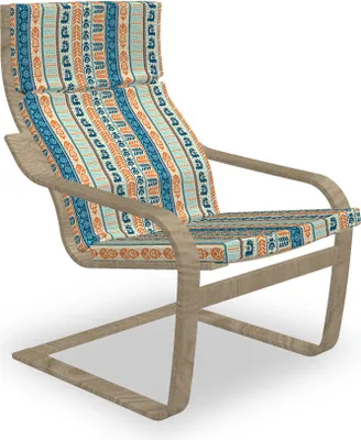 Produktbild von ABAKUHAUS Tibal Poäng Sessel Polster, Weinlese-Muster, Sitzkissen mit Stuhlkissen mit Hakenschlaufe und Reißverschluss, Merigold Blau