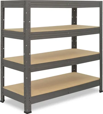 Image de shelfplaza PRO 90x100x60 cm Étagère charges lourde en gris avec 4 étagères et une capacité de charge de 200 kg par étagère