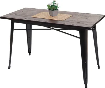 Image de Table de salle à manger HWC-H10a, Table de bistrot, métal orme bois industriel gastronomie MVG noir-marron 120x60cm