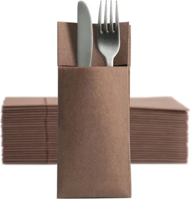 Produktbild von 50 Softpoint Besteckservietten Bestecktaschen braun