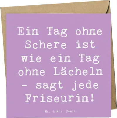 Produktbild von Mr. & Mrs. Panda Grußkarte Spruch Friseurin Schere - Lavendeltraum - Geschenk, Hommage, faltkarte, doppelkarte, Kreativität, Klappkarte, Berufe, anlasskarte, Handwerk