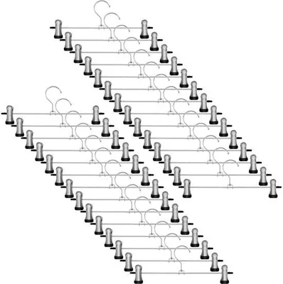 Productafbeelding van Stalen set hangers - 30 stuks - met klemmen - ruimtebesparend - antislip - 28,5 cm